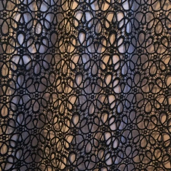 Ann Taylor Embroidered Lace Overlay Dress Black - Picture 4 of 5